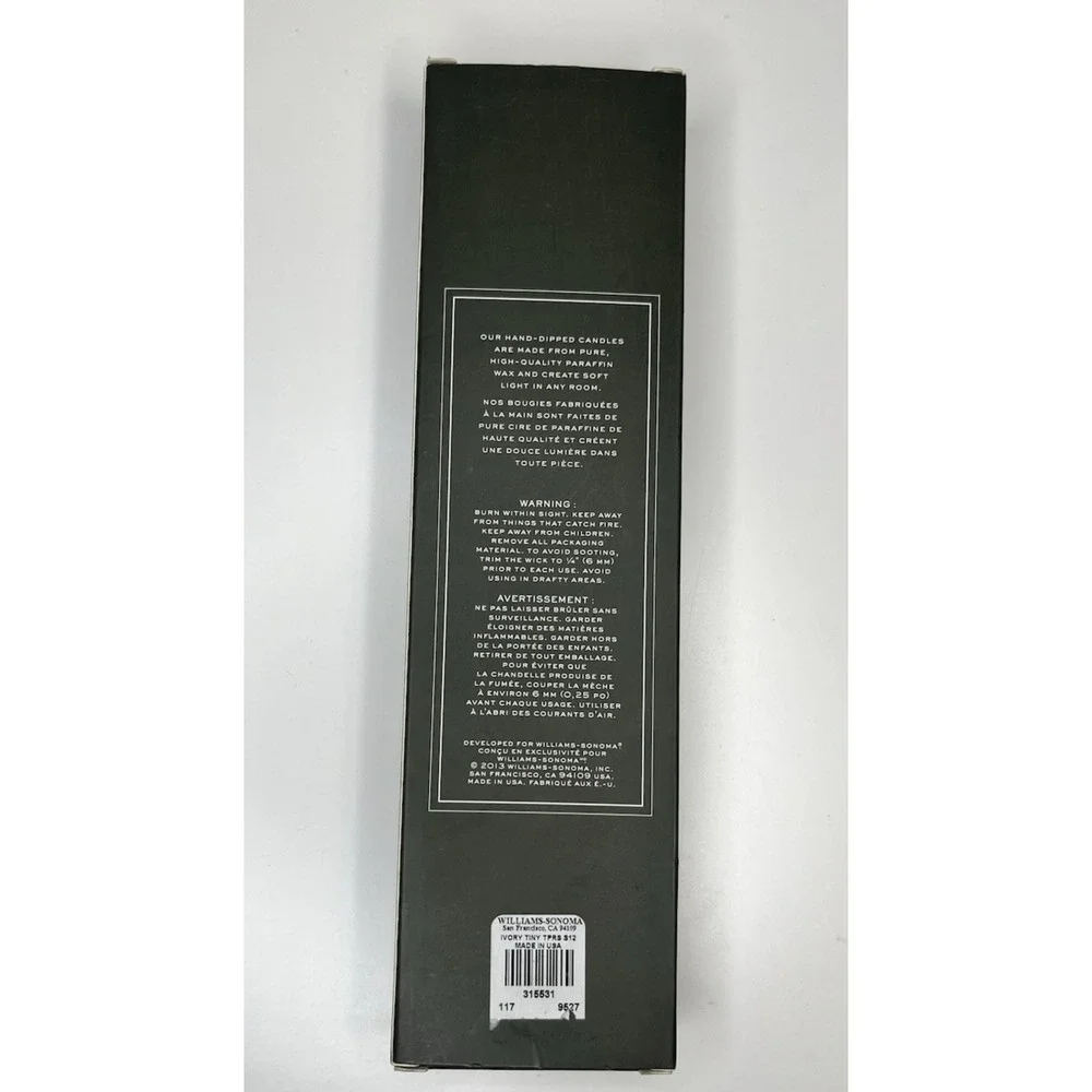Williams Sonoma Unscented Set of 12 Tiny Taper Candles NEW in box 10